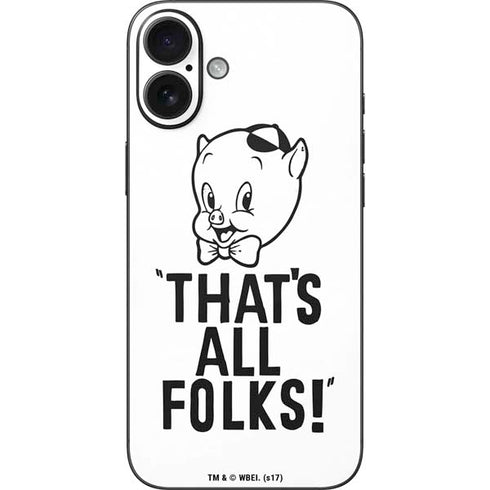 Looney Tunes Porky Thats All Folks Grid iPhone 16 Plus Skin